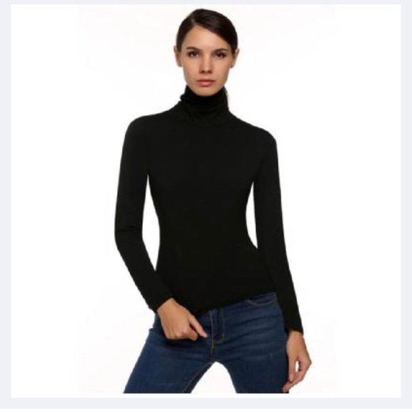 Plain black turtle neck top - Picture 1 of 4